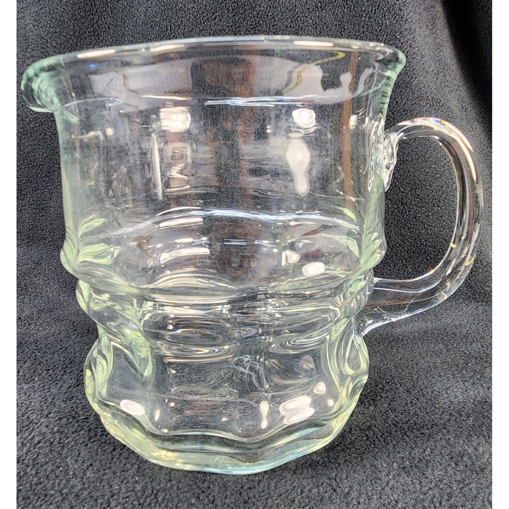 West Virginia Bamboo Shaped Pitcher Handblown Clear Glass Pitcher Carafe